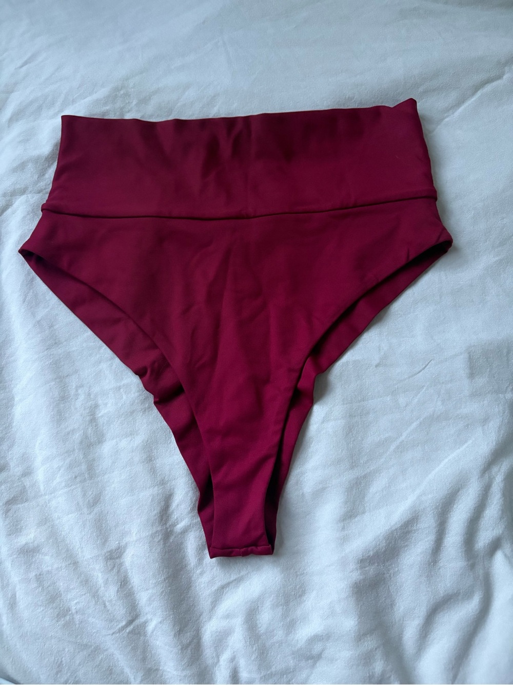 High-Waisted Bikini Bottoms in Deep Wine